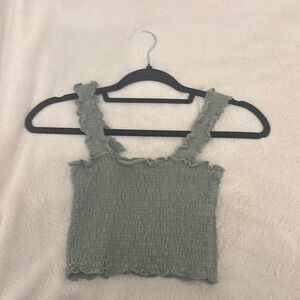 Ruffled Green Crop Top